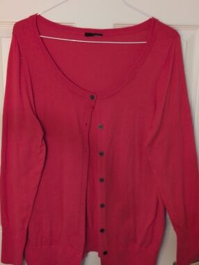 Women's Red Button-Front Sweater Cardigan